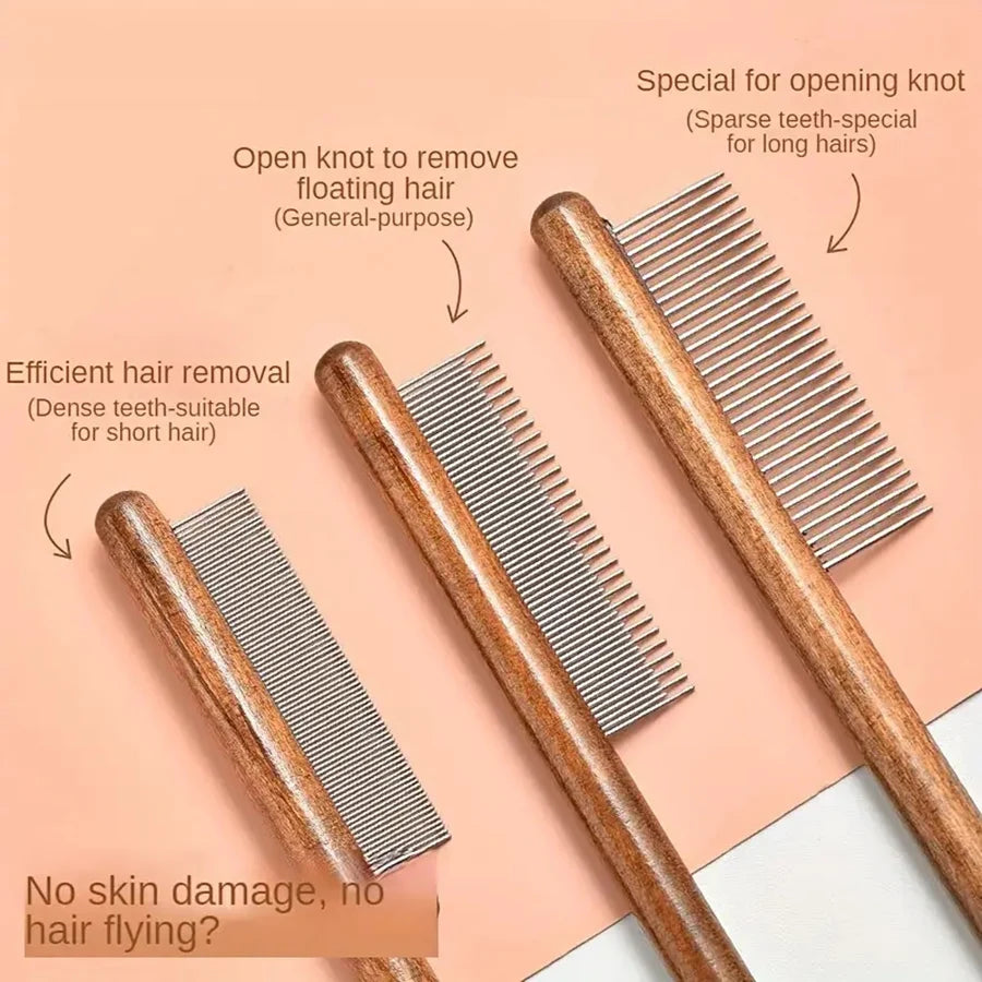 Solid Wood Pet Comb – Cat & Dog Hair Removal
