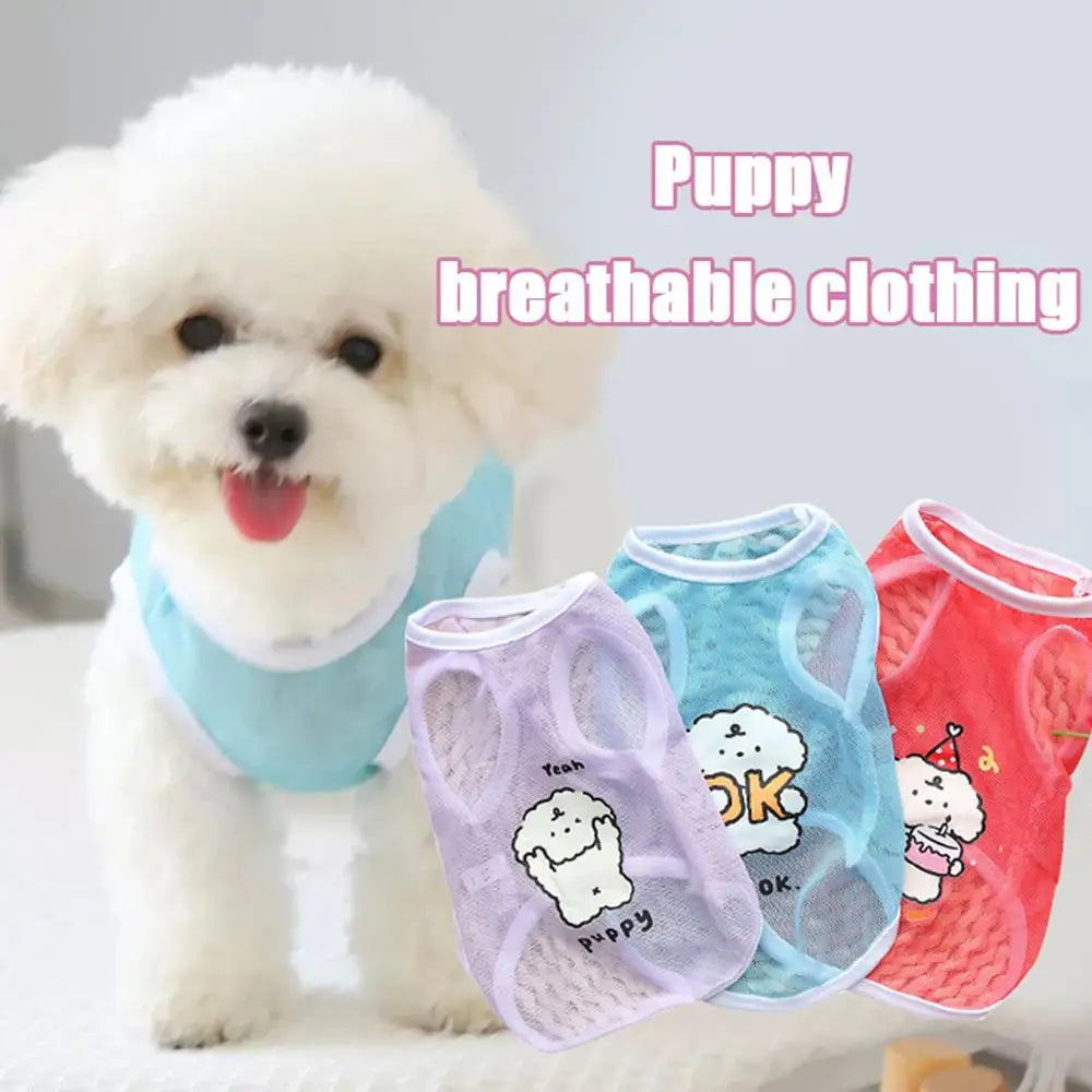 Cute Mesh Pet Tank Top – Breathable Summer Clothes for Dogs & Cats