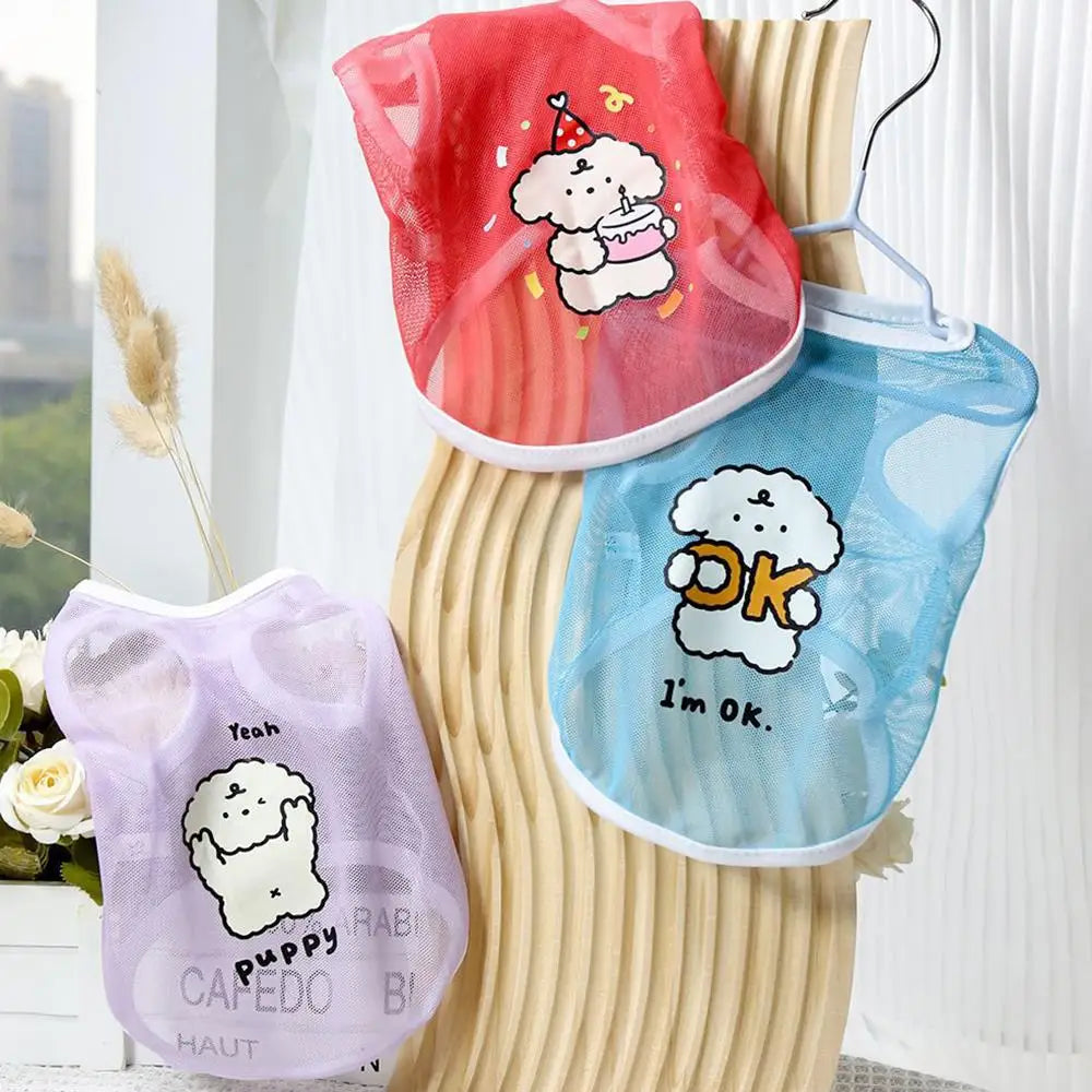 Cute Mesh Pet Tank Top – Breathable Summer Clothes for Dogs & Cats
