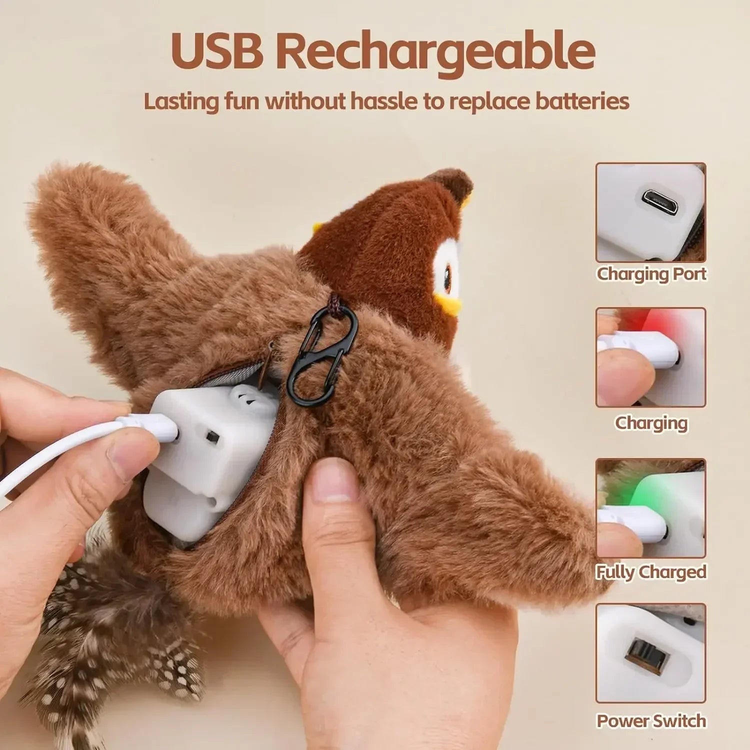 Interactive Catnip Toy – USB Rechargeable Electric Plush