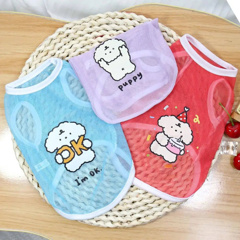 Cute Mesh Pet Tank Top – Breathable Summer Clothes for Dogs & Cats