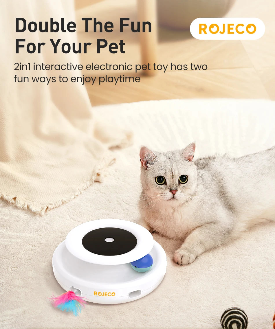 ROJECO 2-in-1 Smart Cat Toy – Automatic Feather Ball