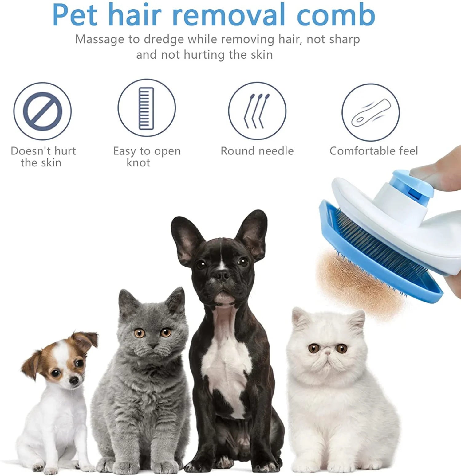 Dog Hair Remover Brush – Cat & Dog Grooming Comb