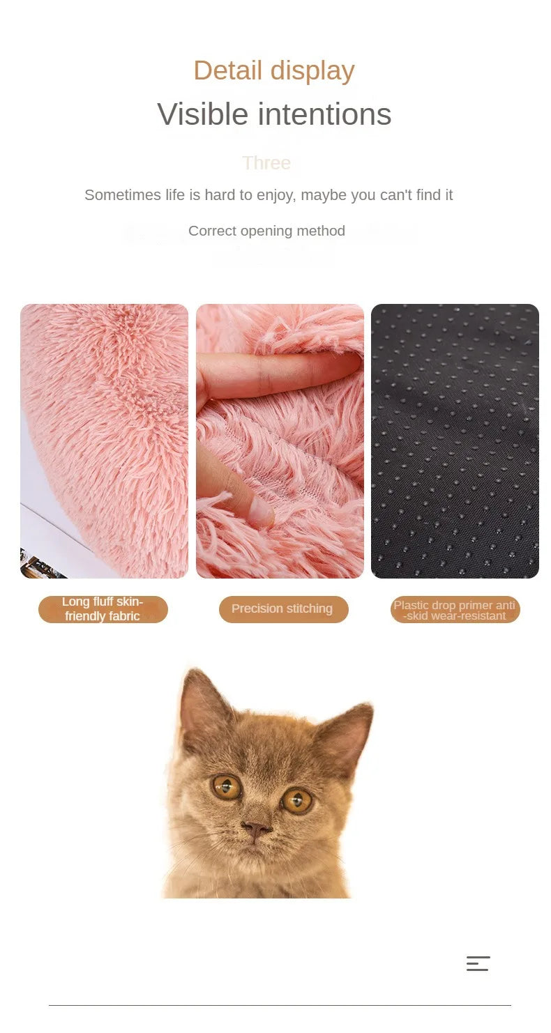 Plush Pet Nest – Warm Round Cat & Dog Bed