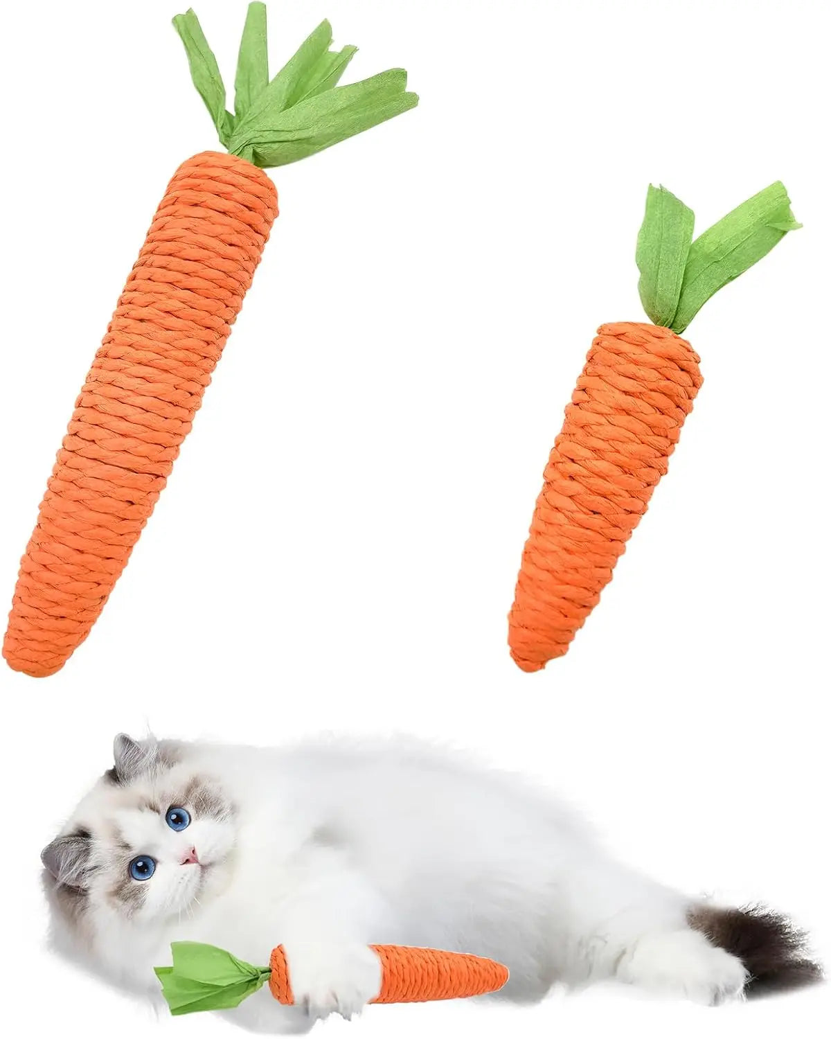 Cat Teething & Play Toy – Carrot Teaser Stick