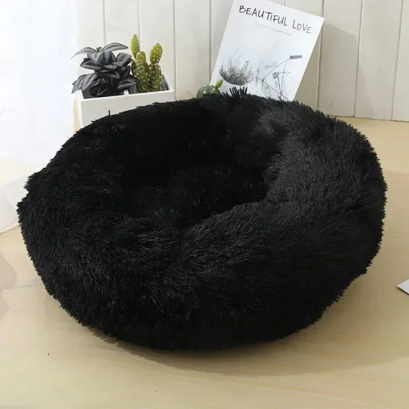 Round Plush Pet Bed – Self-Warming Soft Cushion for Cats & Dogs