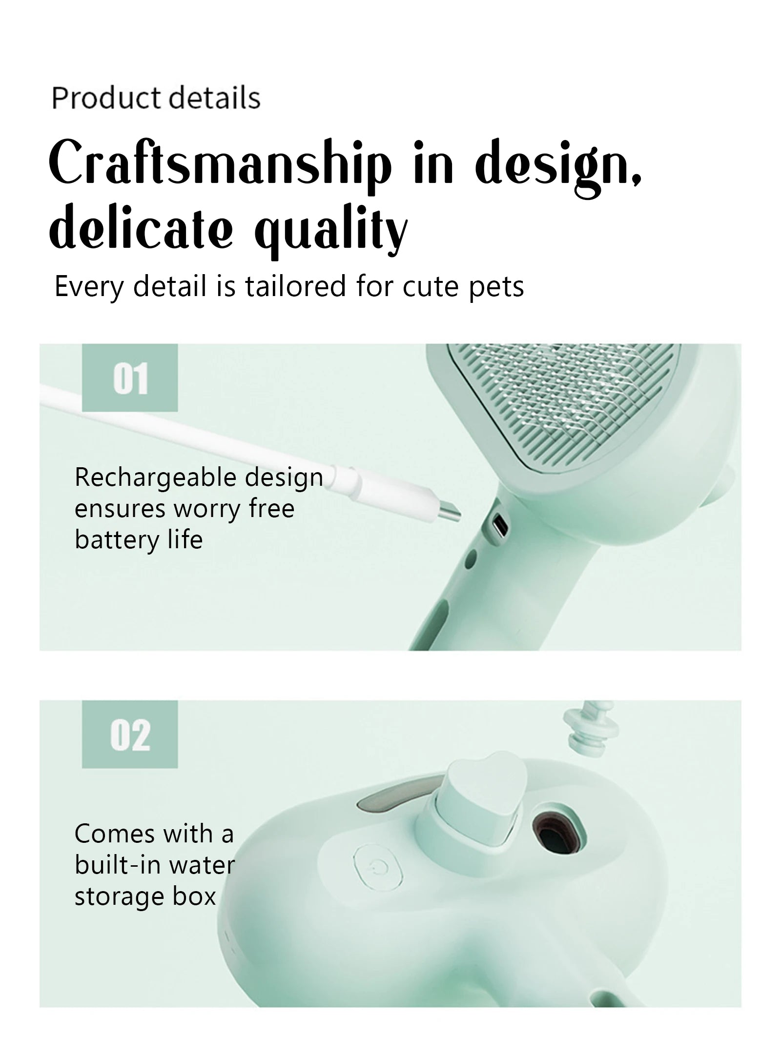 Pet Steam Massage Brush – Dog & Cat Hair Removal Comb