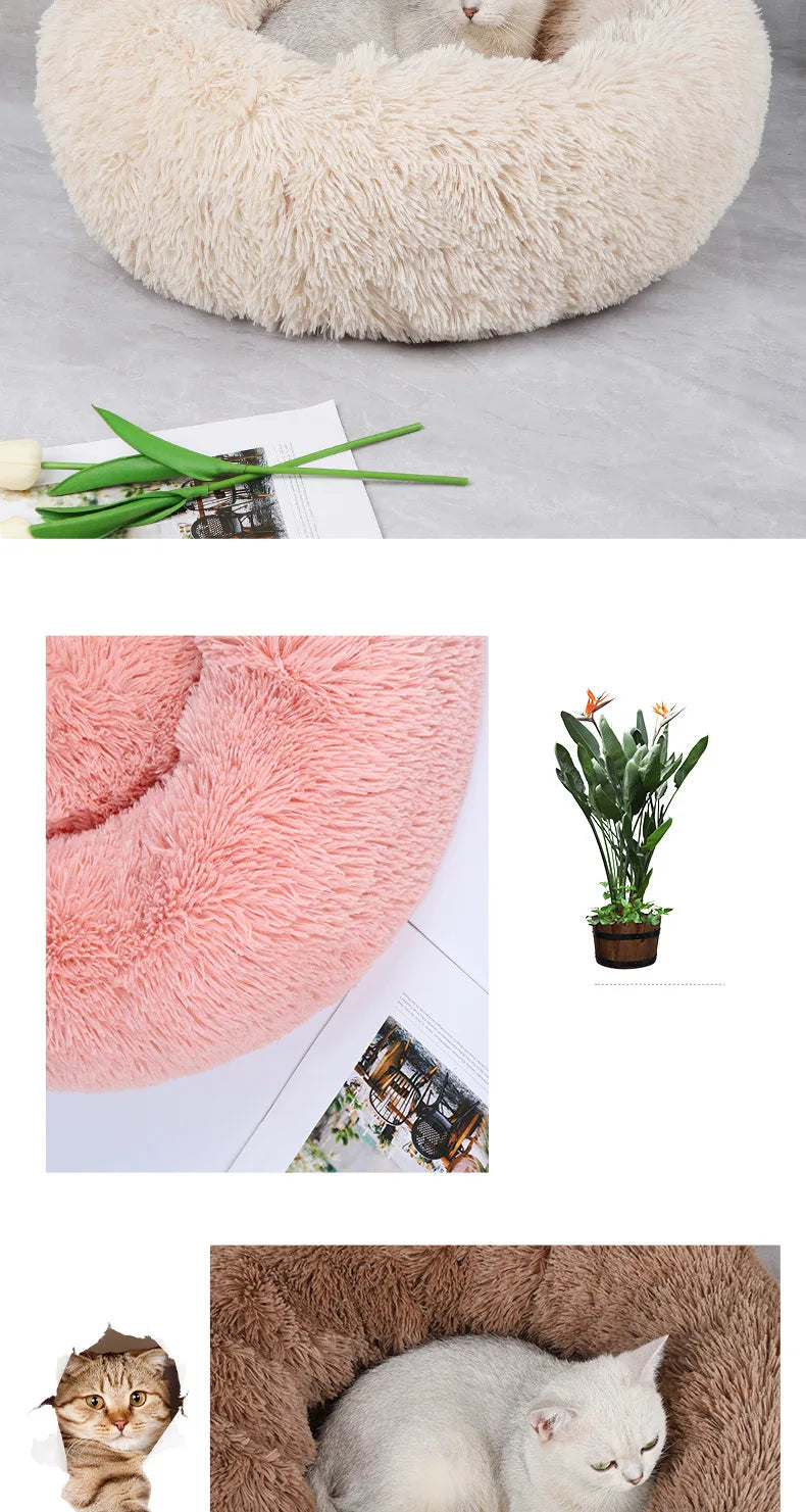 Plush Pet Nest – Warm Round Cat & Dog Bed