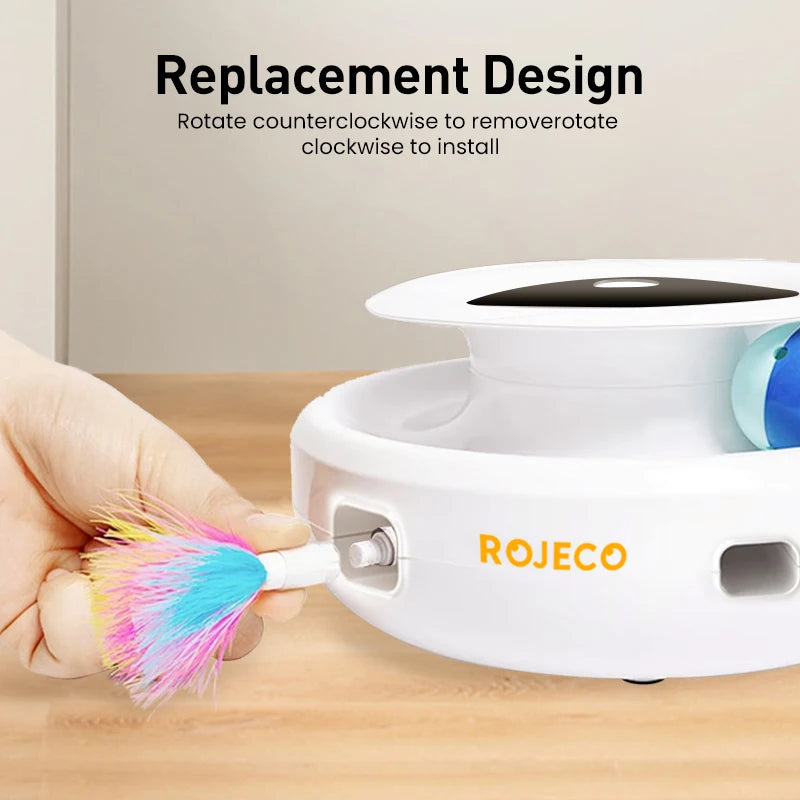 ROJECO 2-in-1 Smart Cat Toy – Automatic Feather Ball