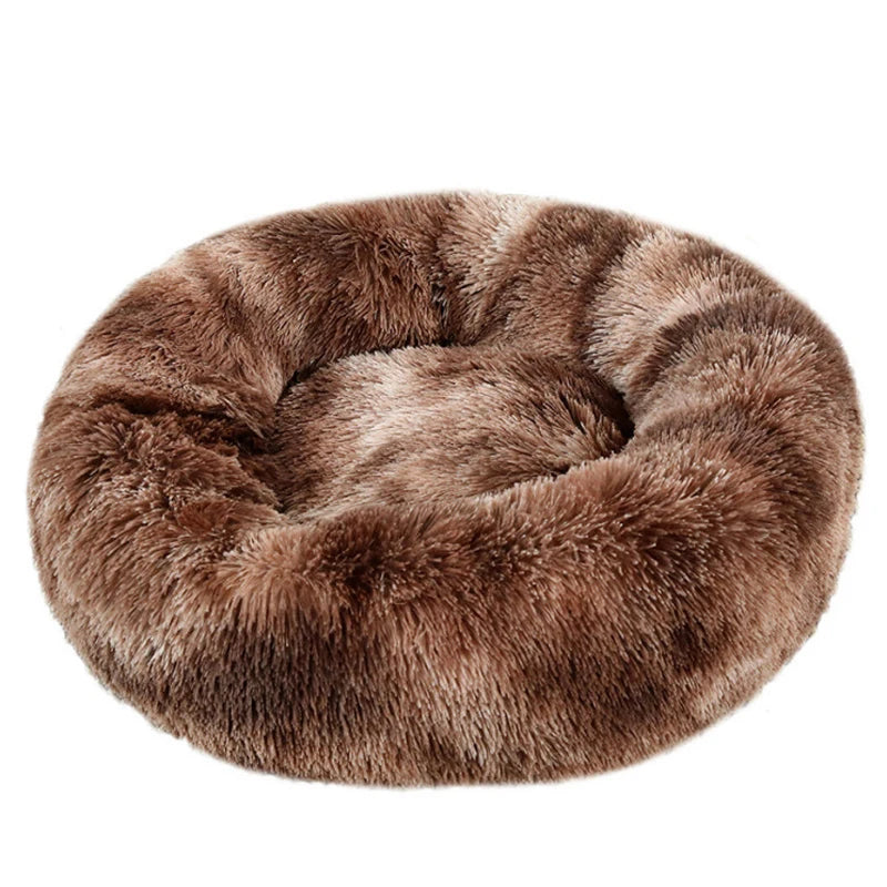 Round Plush Pet Bed – Warm Washable Cat & Dog Sofa