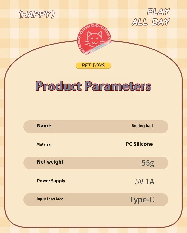 Automatic Rolling Cat & Dog Toy – Rechargeable Smart Ball