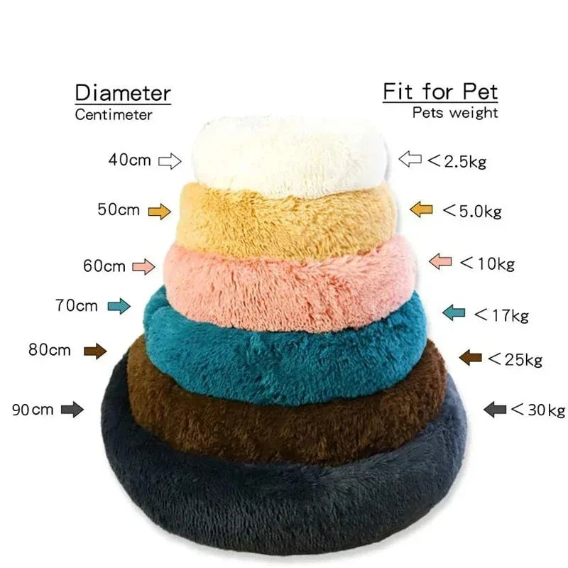Round Plush Pet Bed – Warm Washable Cat & Dog Sofa