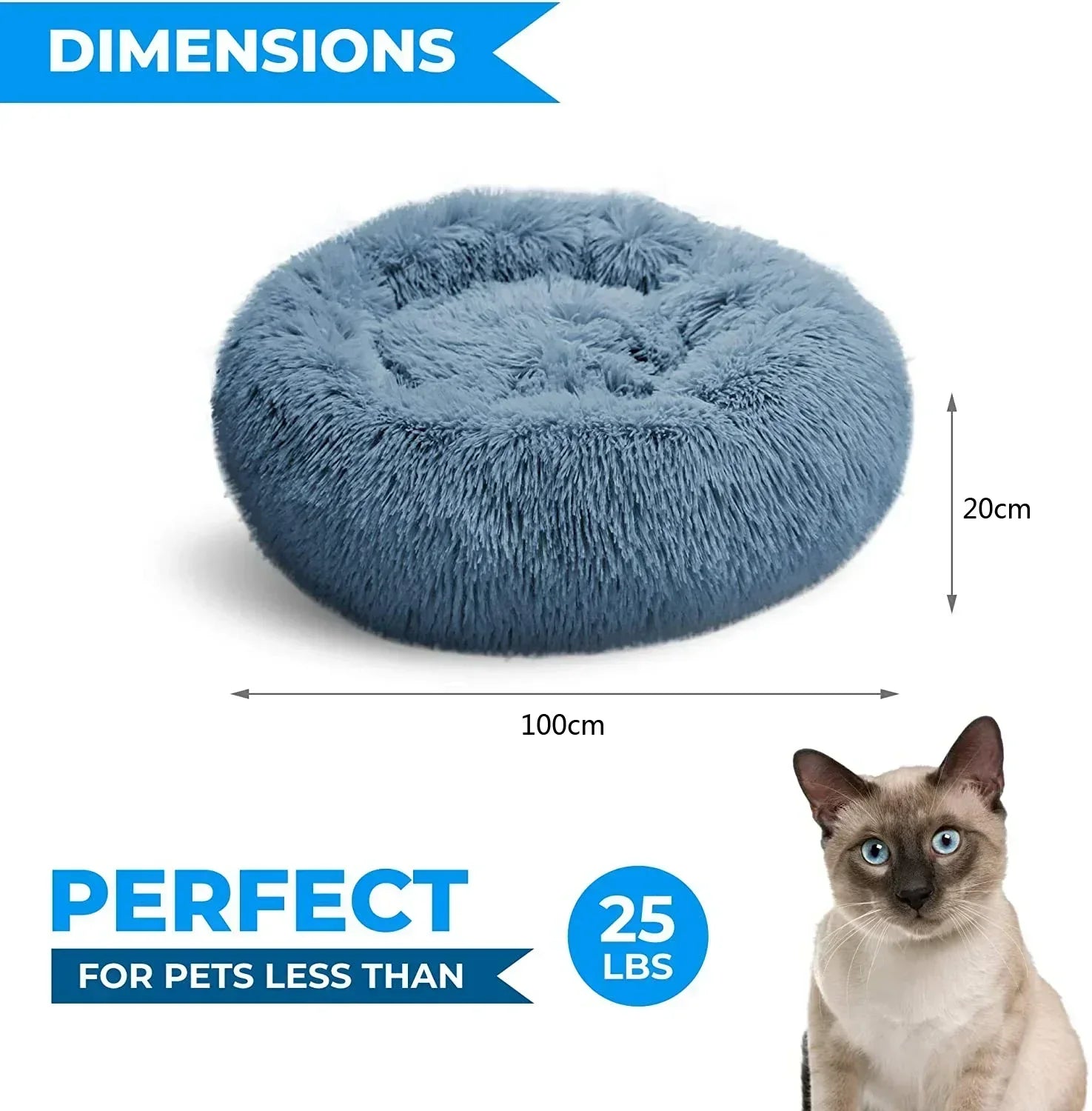 Round Plush Pet Bed – Self-Warming Soft Cushion for Cats & Dogs