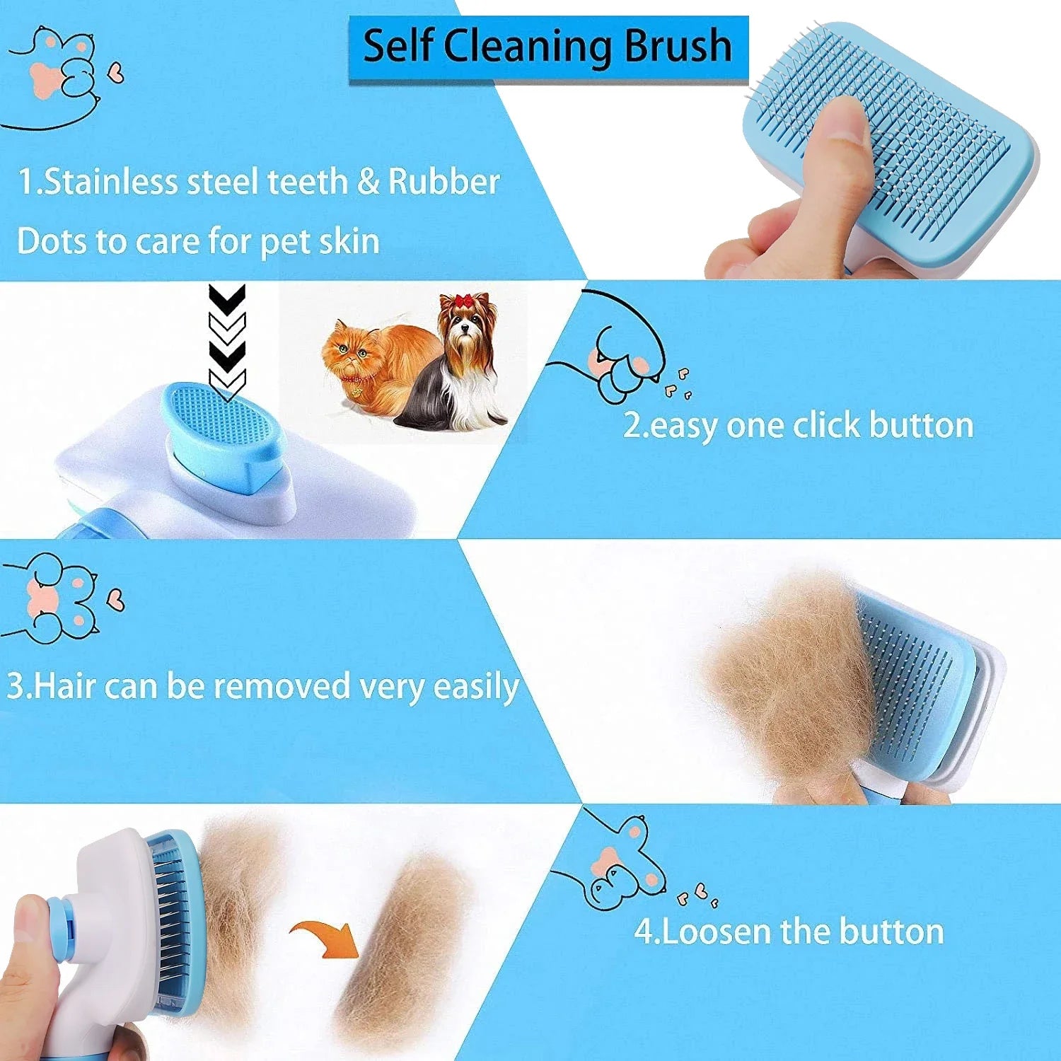 Dog Hair Remover Brush – Cat & Dog Grooming Comb