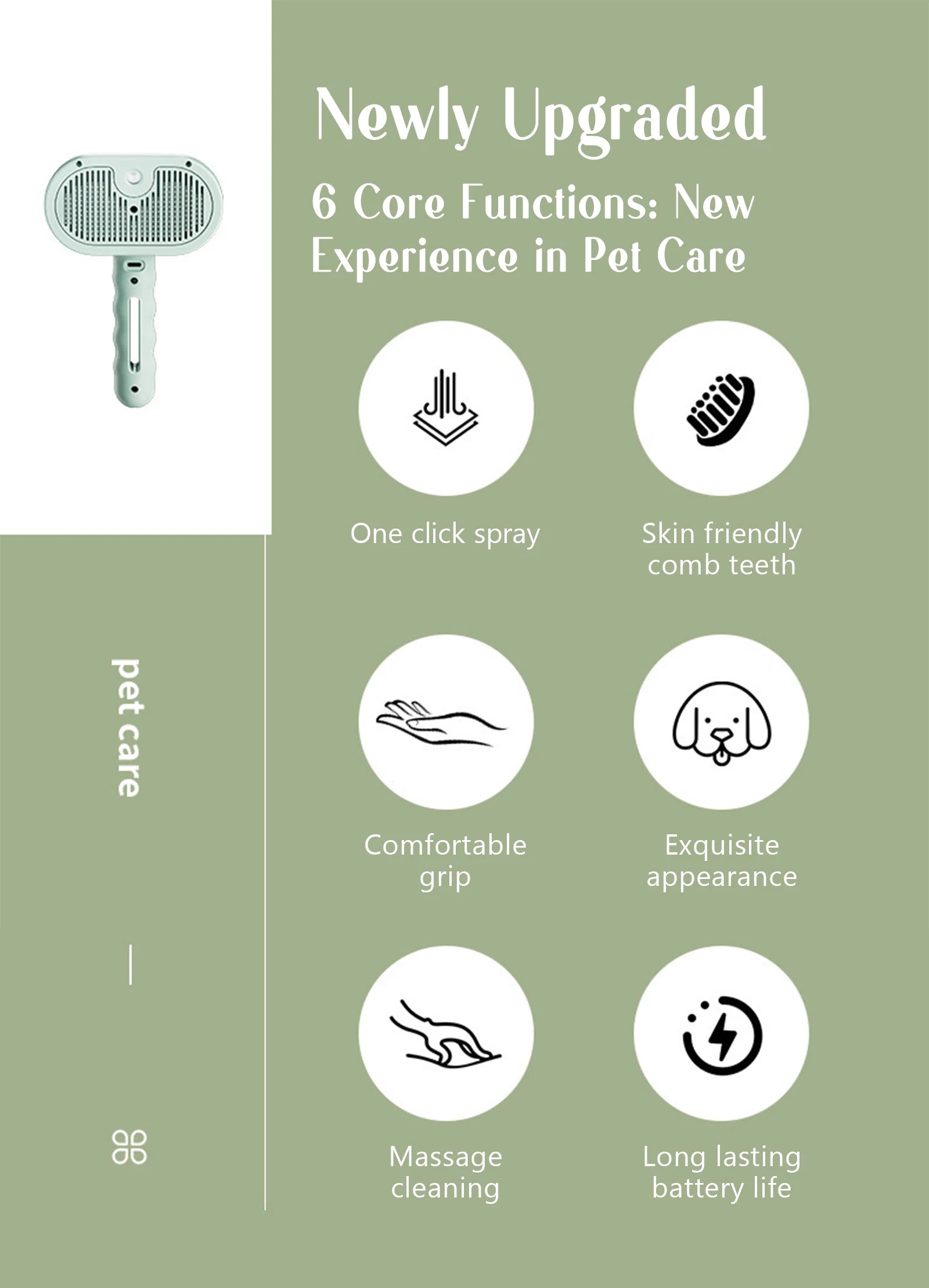 Pet Steam Massage Brush – Dog & Cat Hair Removal Comb