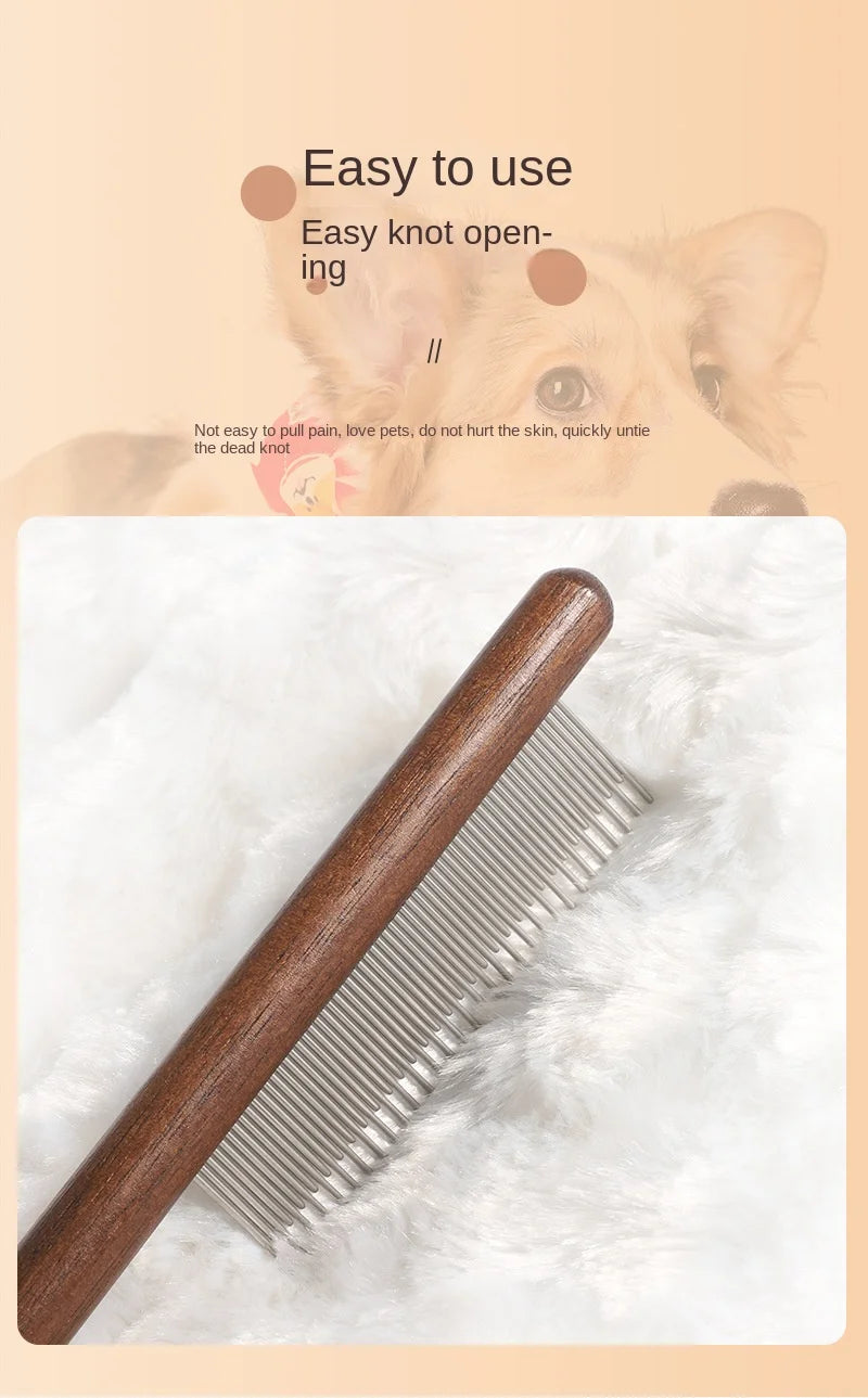 Solid Wood Pet Comb – Cat & Dog Hair Removal
