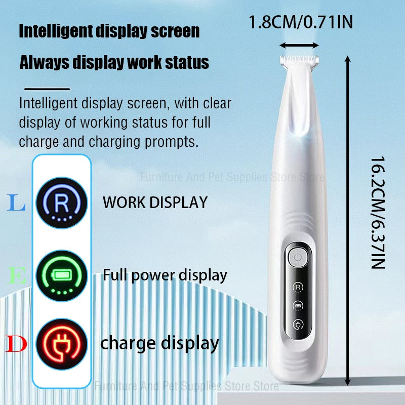 Waterproof Dog Paw Trimmer – LED Hair Clipper