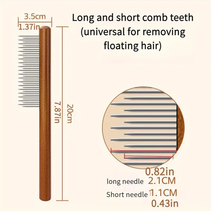 Solid Wood Pet Comb – Cat & Dog Hair Removal