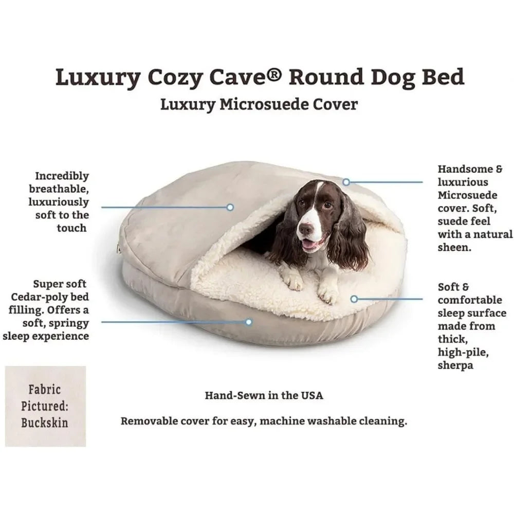 Luxury Microsuede Cozy Cave Pet Bed – Extra Large