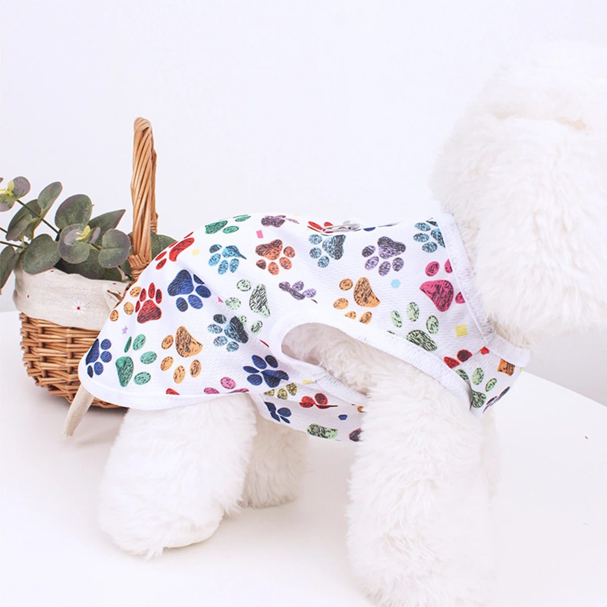 Footprint Print Dog Vest – Summer Breathable T-Shirt