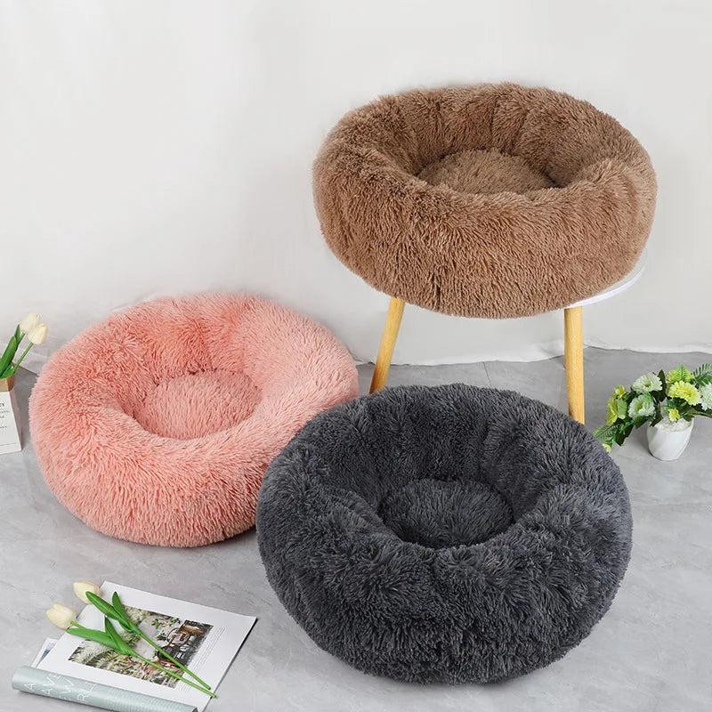 Plush Pet Nest – Warm Round Cat & Dog Bed