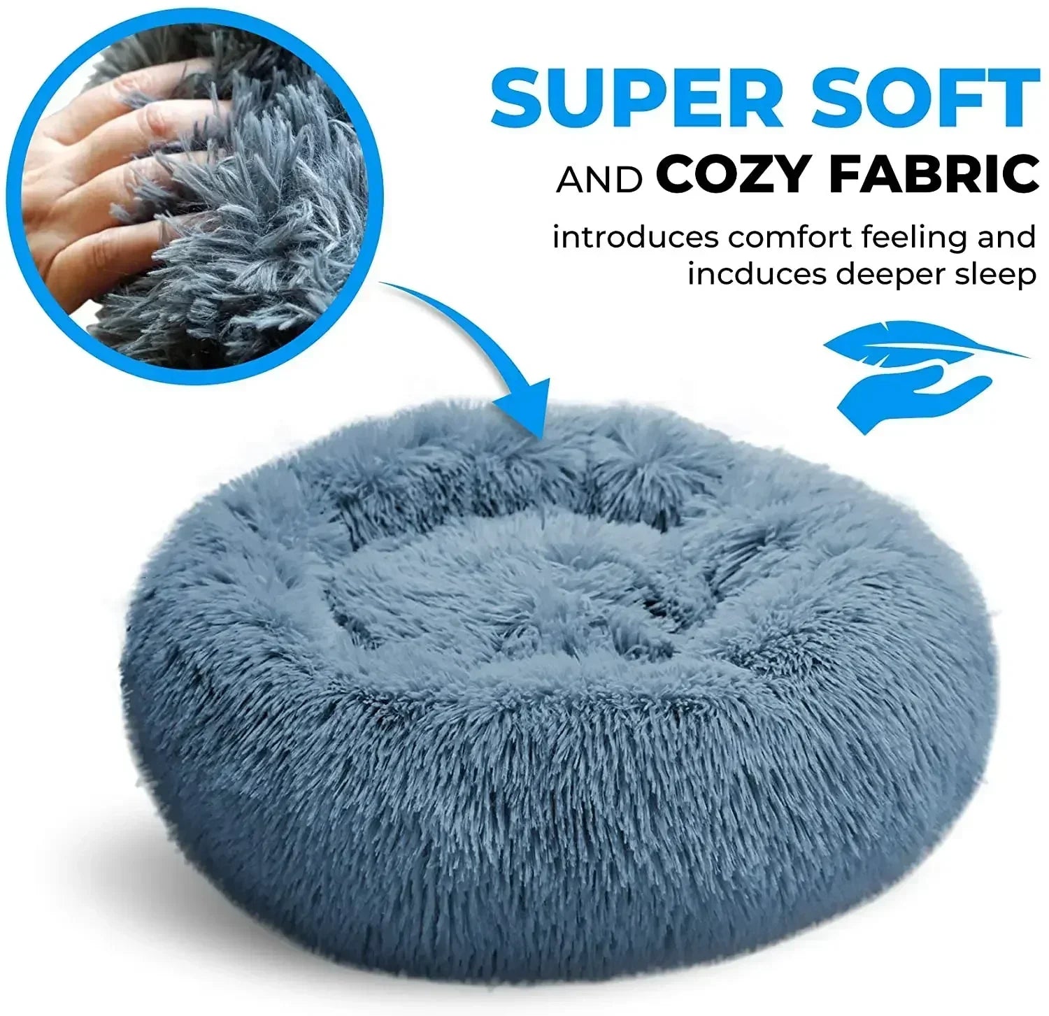Round Plush Pet Bed – Self-Warming Soft Cushion for Cats & Dogs