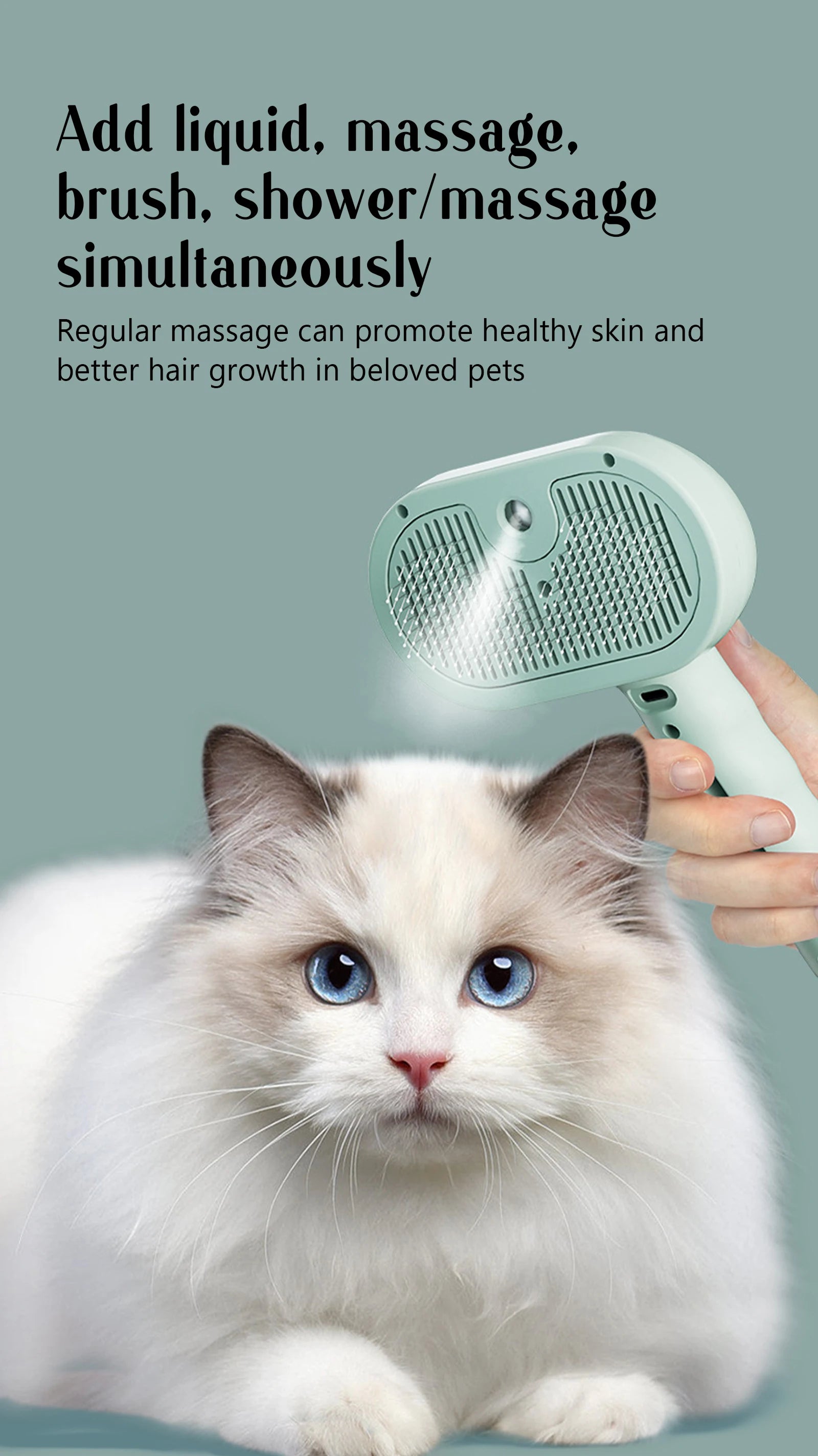 Pet Steam Massage Brush – Dog & Cat Hair Removal Comb